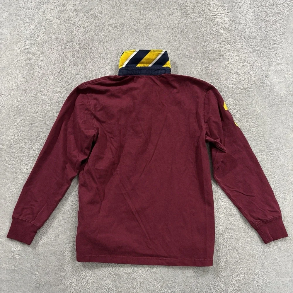Polo Ralph Lauren Polo Rugby Shirt Long Sleeve Youth XL Burgundy Yellow Vtg Y2K